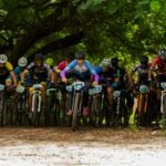 group of people riding bicycles